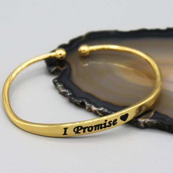 Jewelry - Jewelry bracelet cuff I promise love heart romantic gold tone thin fashion new